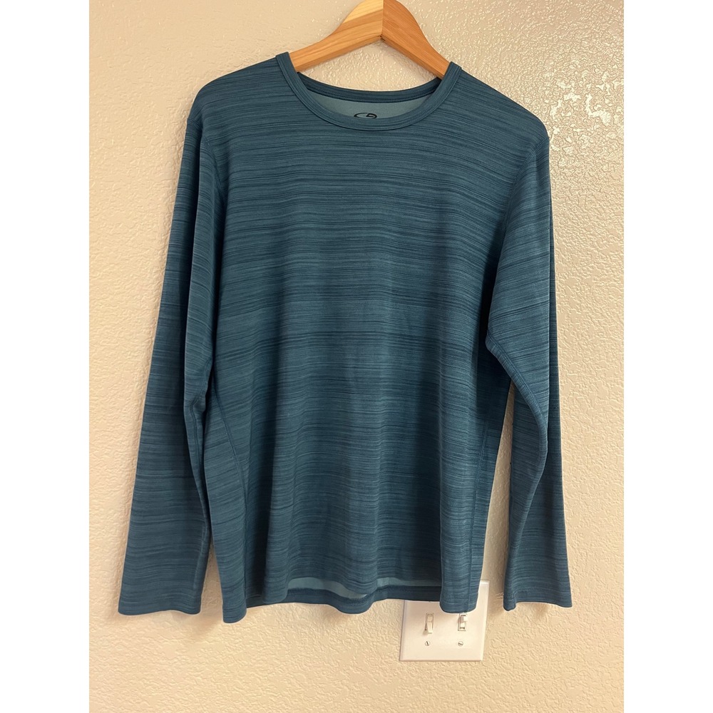 Champion C9 Mens Performance Baselayer Long Sleeve Shirt Teal Blue Space Dye L